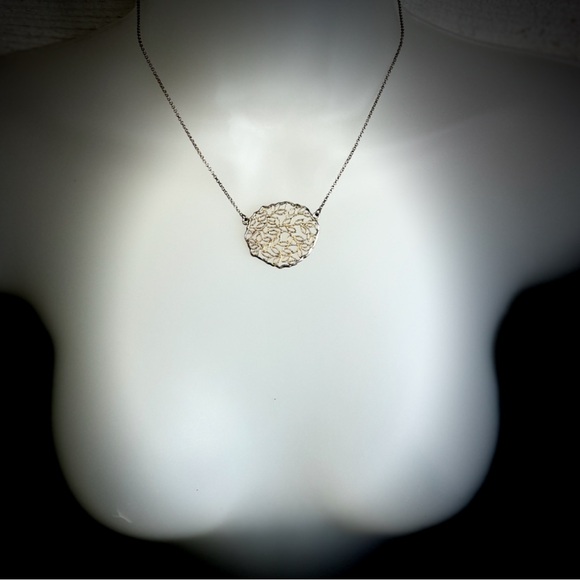 Vintage Silver Gold Filigree Necklace Pendant Statement Cocktail Delicate Floral - Picture 3 of 16